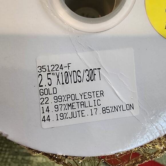 Lot of 2 Gold Metallic Mesh Ribbon Rolls 2.5"x10yd Each Holiday Craft Decor - Picture 3 of 5